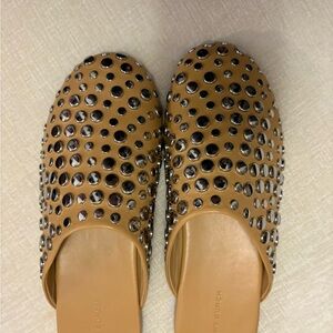 Tory Burch Brown Studded Mules
